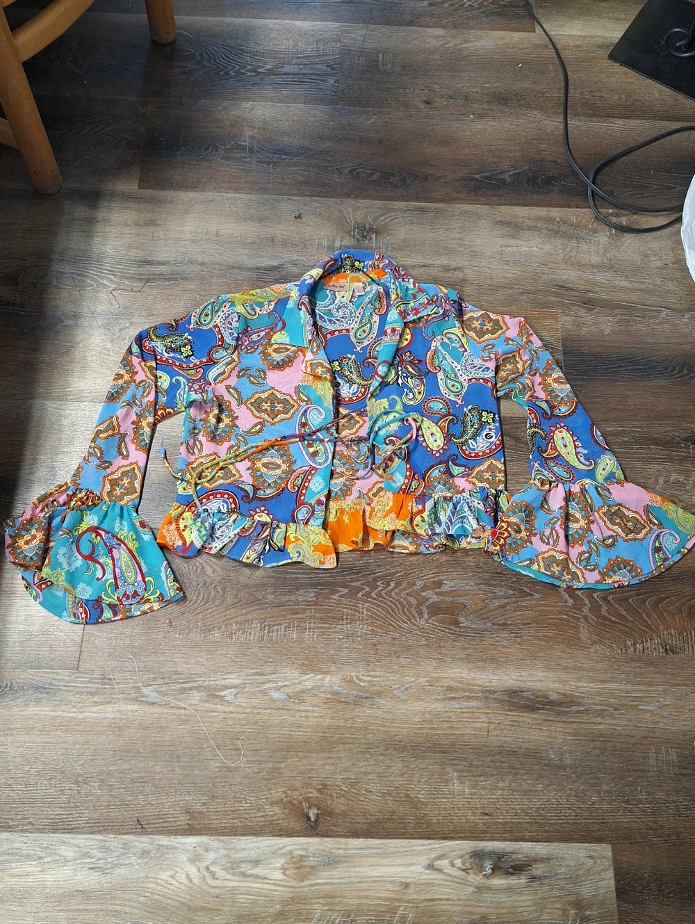 Willow & Root Mixed Paisley Print Chiffon Blouse, L, Style#8350 - Picture 11 of 16